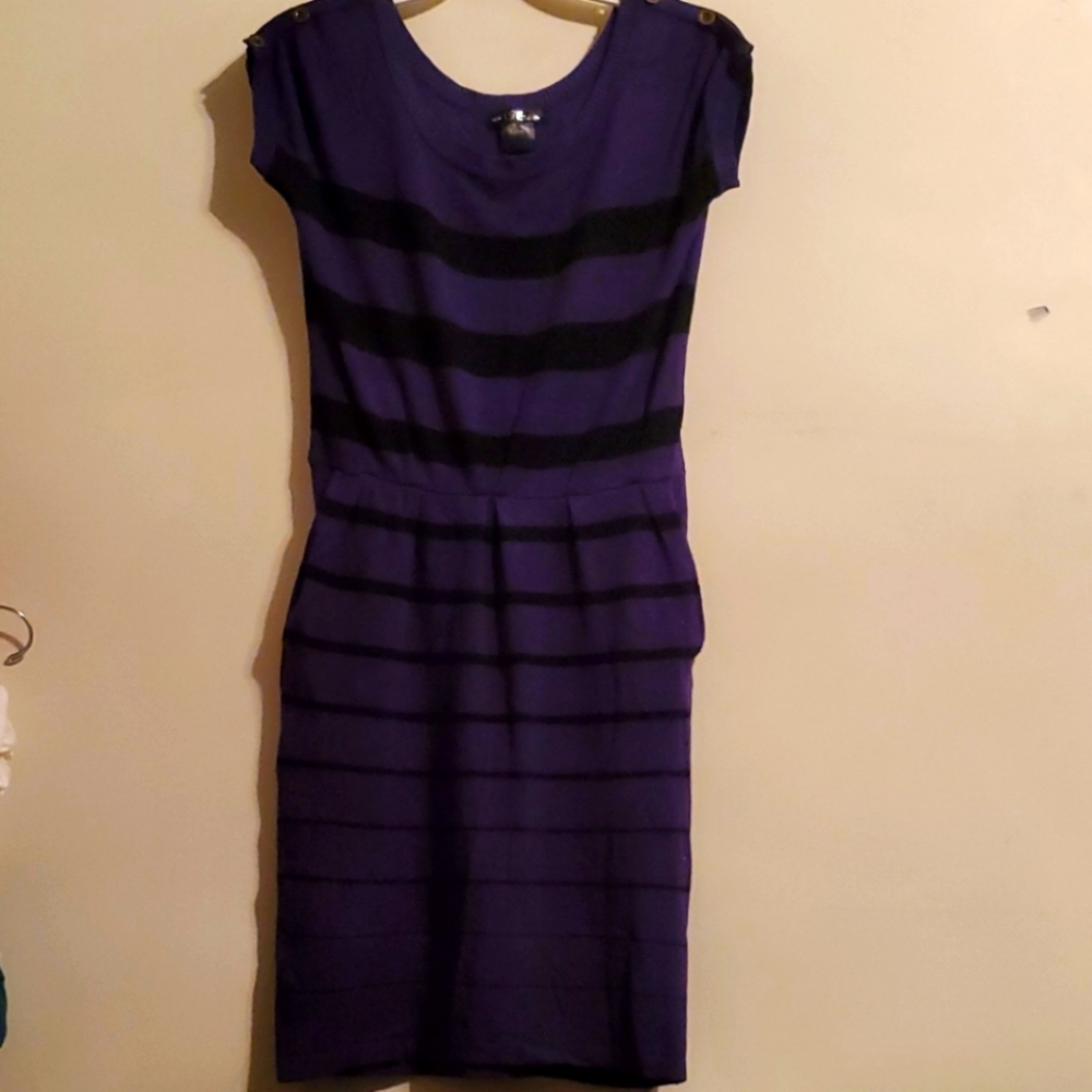 Purple and black striped dress
